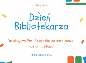 Niespodzianka dla pani Agnieszki - świętujemy Dzień Bibliotekarza